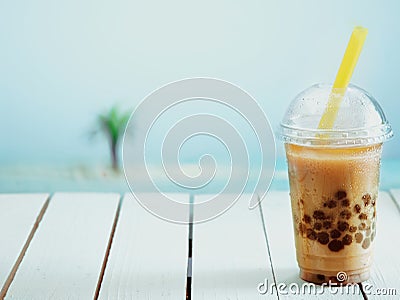 Iced drink in a covered cup Stock Photo