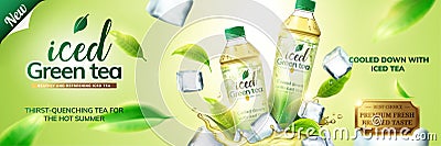 Iced green tea ads Vector Illustration