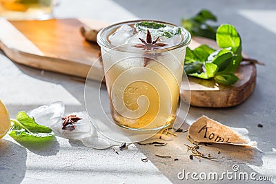 Iced Kombucha tea. Stock Photo
