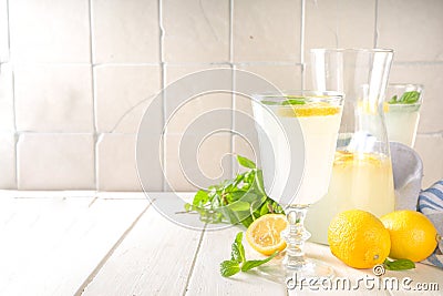 Iced lemonade, limoncello liqueur Stock Photo