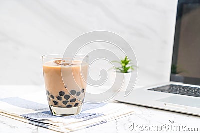 milk tea with bubble Stock Photo