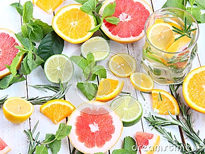 Iced mint tea with lemon Stock Photo