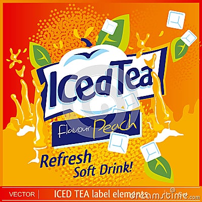 Iced Tea label elements Vector Illustration