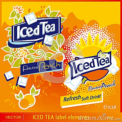 Iced Tea label elements Vector Illustration