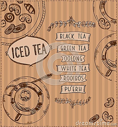 Iced tea menu banner design template Vector Illustration