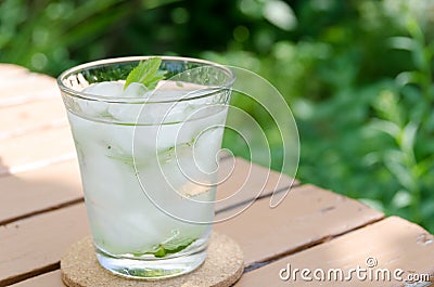 Iced water with mint Stock Photo