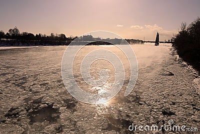 Icefield on the Saint-Laurence river Editorial Stock Photo