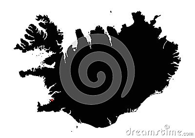 Detailed Iceland Silhouette map. Vector Illustration