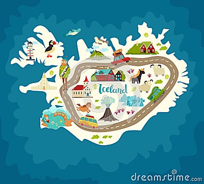 Iceland abstract map, handdrawn vector illustration Vector Illustration