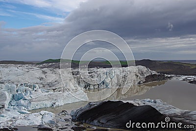 Iceland arrival of a glacier in a brown water Stock Photo