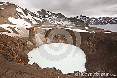 Iceland. Askja and Viti craters. Highland area. Stock Photo