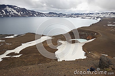 Iceland. Askja and Viti craters. Highland area. Stock Photo