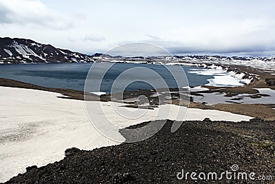 Iceland. Askja and Viti craters. Highland area. Stock Photo