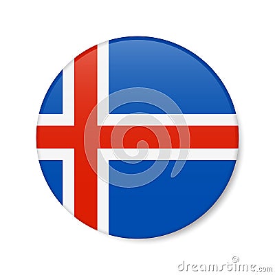 Iceland circle button icon. Icelandic round badge flag. 3D realistic isolated vector illustration Vector Illustration