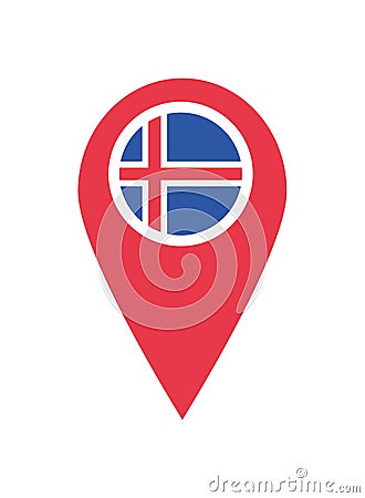 iceland flag location pointer Cartoon Illustration