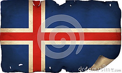 Iceland Flag On Old Paper Stock Photo