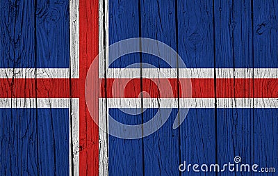 Iceland Flag Over Wood Planks Stock Photo