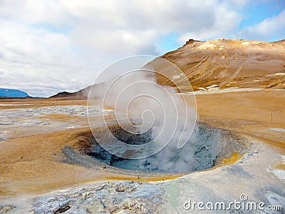 Iceland geothermal fumarole Stock Photo