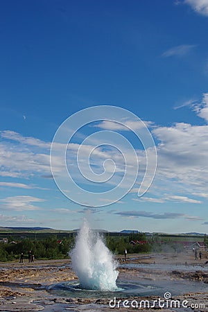 Iceland geyser site and Strokkur Editorial Stock Photo