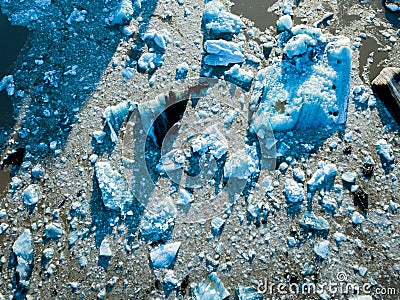 Iceland Iceberg at Jokulsarlon in Southern Iceland Drone Shot Arial View Stock Photo