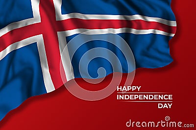 Iceland independence day greetings card with flag Cartoon Illustration