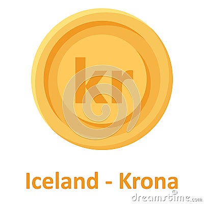 Iceland Krona Coin Isolated Vector icon which can easily modify or edit Vector Illustration