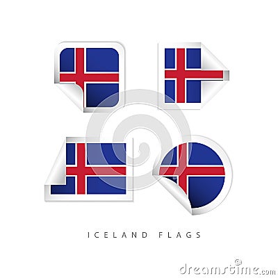 Iceland Label Flags Vector Template Design Vector Illustration