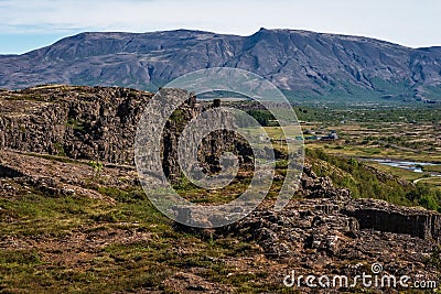 Iceland - Moonscape Topology at the Continental Plates Stock Photo