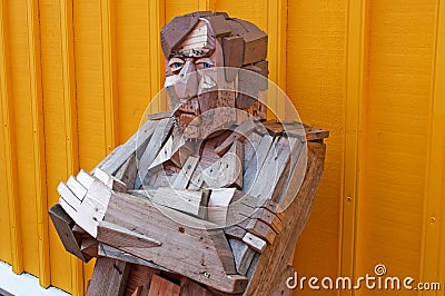 Iceland, Northern Europe, wooden, statue, public, Siglufjordur Editorial Stock Photo