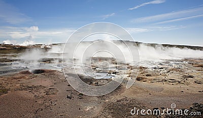 Iceland. Reykjanes Peninsula. Gunnuhver geothermal area. Boiling Stock Photo