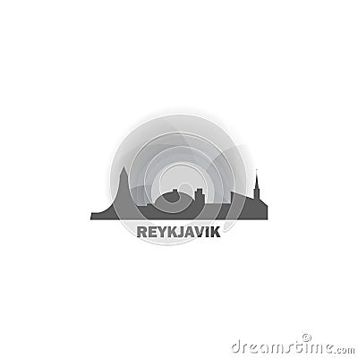 Reykjavik city skyline silhouette vector logo illustration Vector Illustration