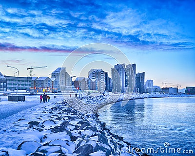 Iceland Reykjavik city and landscape Editorial Stock Photo