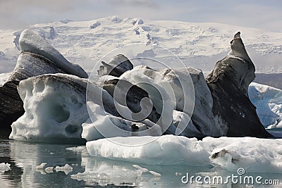 Iceland. Southeast area. Jokulsarlon. Icebergs, lake and glacier Stock Photo