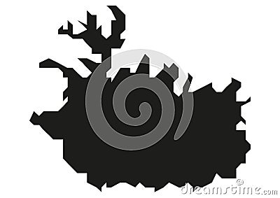 Iceland State Map Vector silhouette Stock Photo