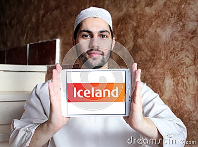 Iceland Supermarkets chain logo Editorial Stock Photo