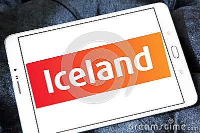 Iceland Supermarkets chain logo Editorial Stock Photo