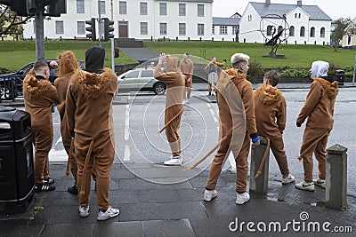 Teens in Reykjavik celebrating their graduation Editorial Stock Photo