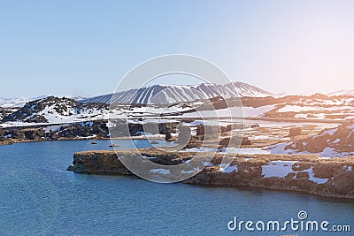 Iceland volcano beautiful winter season Stock Photo