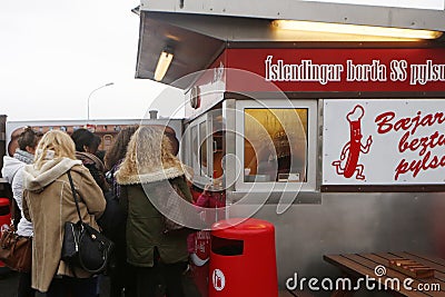 Icelandic famous Hot Dogs Editorial Stock Photo