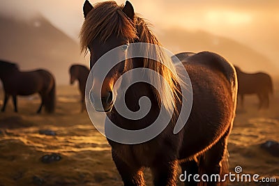 Icelandic horse - Iceland (Generative AI) Stock Photo