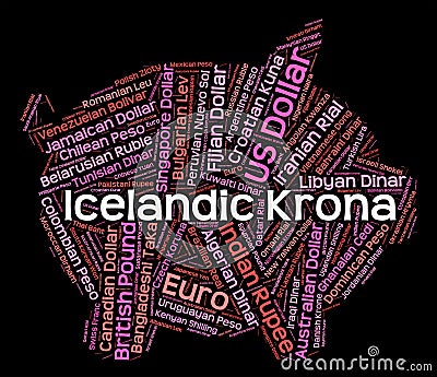 Icelandic Krona Shows Worldwide Trading And Exchange Stock Photo