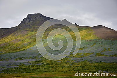 Icelandic landscape. The mountain Spakonufell near the town of SkagastrÃ¶nd Stock Photo