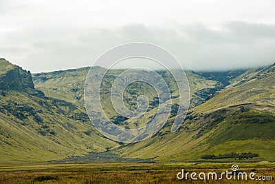 Icelandic Ringroad Tour with Beautiful Green Landscape Natural Stock Photo