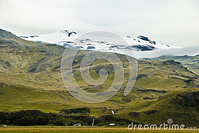 Icelandic Ringroad Tour with Beautiful Green Landscape Natural Stock Photo