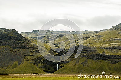 Icelandic Ringroad Tour with Beautiful Green Landscape Natural Stock Photo