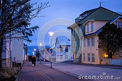 Icelandic Street in Early Morning Stock Photo