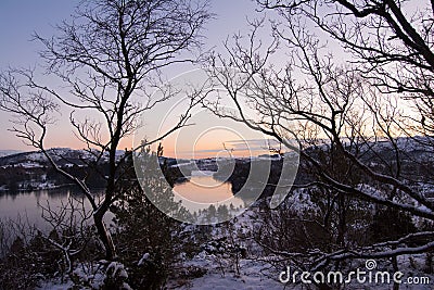 Icey sunset at Neset Stock Photo