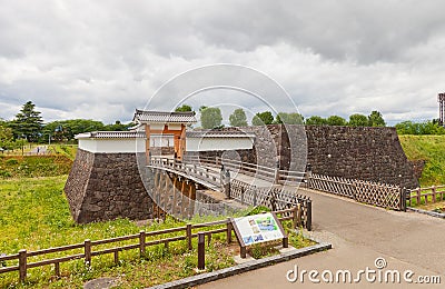 Ichimonji Gate of Main Bailey of Yamagata Castle, Japan Stock Photo