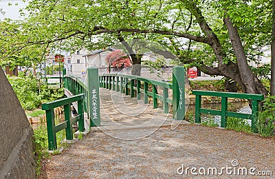 Ichiyo-bashi Bridge of Hirosaki Castle, Hirosaki city, Japan Stock Photo