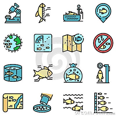 Ichthyology icons set vector flat Vector Illustration